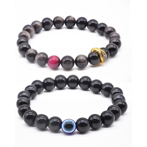 【並行輸入品】天然黒曜石 イーブルアイ ブレスレット ブレスレット 保護 幸運のお守り レディース ...