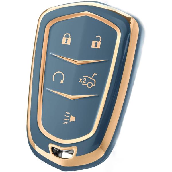 【並行輸入品】SAMORINO キャデラックキーフォブカバー プレミアムソフトTPU 360度フルプ...