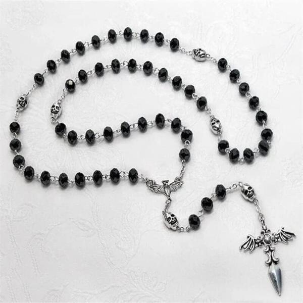 Rosary Pendant Necklace - Upside Down Cross Neckla...