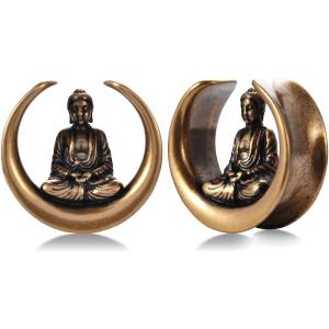 【並行輸入品】ERKUOO フクロウ サドル イヤーゲージ トンネル オープニング イヤープラグ エ...