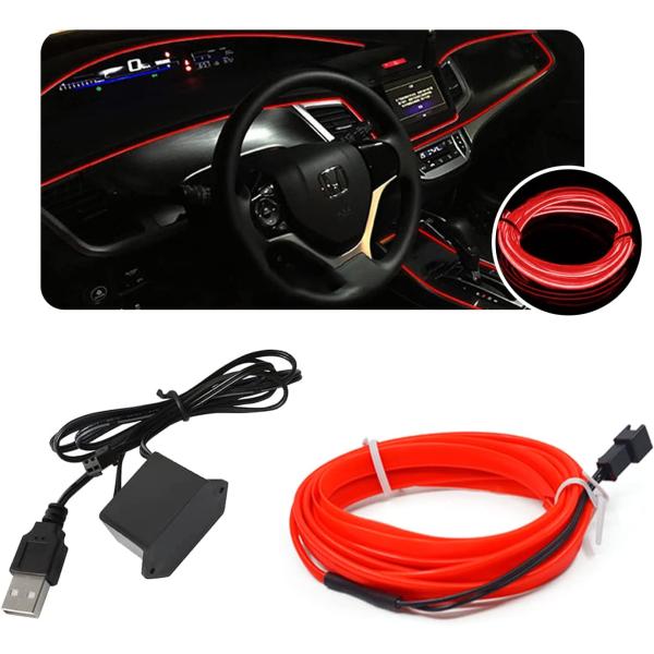 Miytsya EL Wire Interior Car LED Strip Lights  USB...