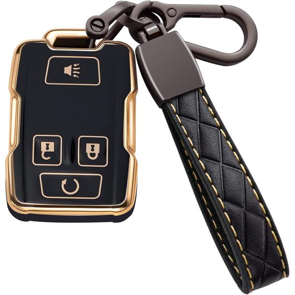 【並行輸入品】Syodiesn GMCキーフォブカバー ソフトTPU レザーキーチェーンキーケースホ...