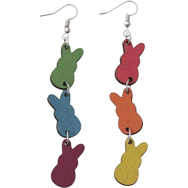 New Easter Colorful Rabbit Splicing Earrings Doubl...