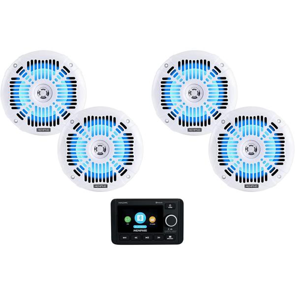 Memphis Audio MXAZ24MC Dual Zone Marine Boat Bluet...