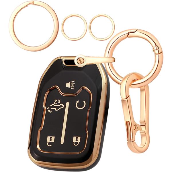 【並行輸入品】LEERLY キーフォブカバー シボレーアクセサリー用 キーチェーン付きキーケース 2...