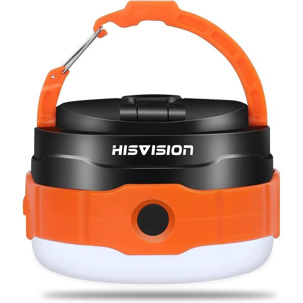 HISVISION LEDキャンプランタン USB充電式 緊急充電器 携帯電話用 ポータブル 4モー...