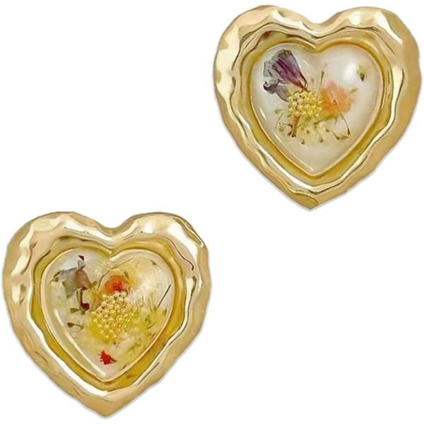 【並行輸入品】Purtaire ハートピアス レディース 本物の花 ハンドメイド ドロップイヤリング...