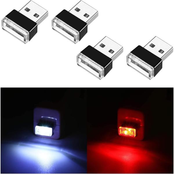 【並行輸入品】Ziciner 4 PCS USB LED Car Interior Atmosphe...
