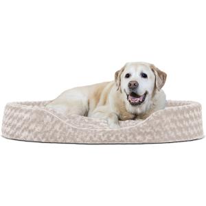 【並行輸入品】 Furhaven Pet Bed for Dogs and Cats - Ultra Plush Curly Fur Oval Cud