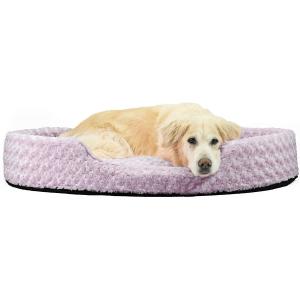 【並行輸入品】 Furhaven Pet Bed for Dogs and Cats - Ultra Plush Curly Fur Oval Cud