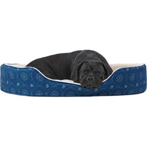 【並行輸入品】 Furhaven Pet Bed for Dogs and Cats - Sherpa and Flannel Paw D cor O
