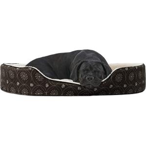 【並行輸入品】 Furhaven Pet Bed for Dogs and Cats - Sherpa and Flannel Paw D cor O