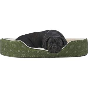 【並行輸入品】 Furhaven Pet Bed for Dogs and Cats - Sherpa and Flannel Paw D cor O