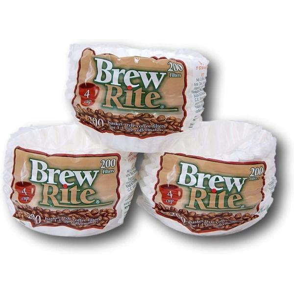 Brew Rite 4 Cup Coffee Basket Disposable Filters -...