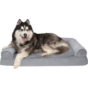 【並行輸入品】 Furhaven XL Memory Foam Dog Bed Plush & Suede Sofa-Style w/ Removab