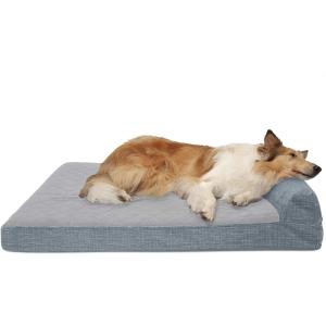 【並行輸入品】 Furhaven XL Cooling Gel Foam Dog Bed Quilted Fleece & Suede Print C