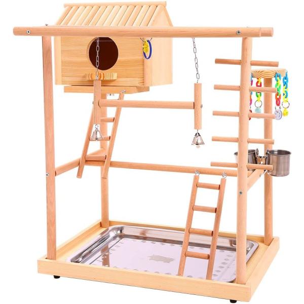 QBLEEV Bird&apos;s Nest Bird Stand Parrot Playground Pl...