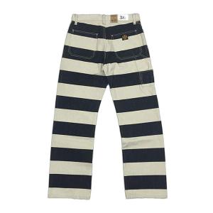 【並行輸入品】 Vintage 16oz Prison Motorcycle Striped Pants for Men Biker Trous