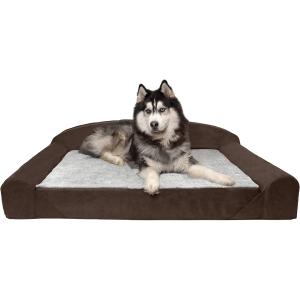 【並行輸入品】 Furhaven XL Orthopedic Dog Bed Luxury Edition Faux Fur & Suede Sofa