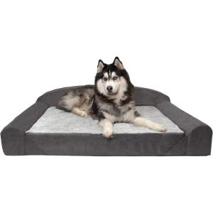 【並行輸入品】 Furhaven XL Orthopedic Dog Bed Luxury Edition Faux Fur & Suede Sofa