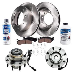 【並行輸入品】デトロイト車軸 フロントホイールベアリングハブアセンブリとブレーキキットローター セラミックパッドキット付き 00 02フォー