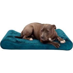 【並行輸入品】 Furhaven Large Cooling Gel Foam Dog Bed Minky Plush & Velvet Luxe L