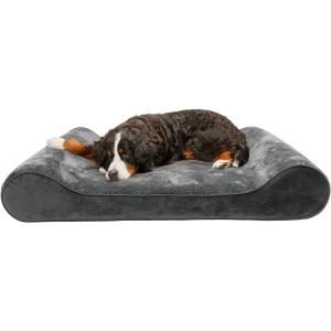 【並行輸入品】 Furhaven Giant Cooling Gel Foam Dog Bed Minky Plush & Velvet Luxe L
