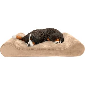 【並行輸入品】 Furhaven Giant Cooling Gel Foam Dog Bed Minky Plush & Velvet Luxe L