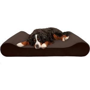【並行輸入品】 Furhaven Giant Cooling Gel Foam Dog Bed Microvelvet Luxe Lounger w/