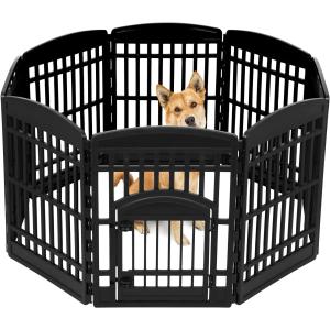 【並行輸入品】 IRIS USA 34インチ エクササイズ 8パネル ペット用プレイペン ドア付き 犬用プレイペン 小型/中型/大型犬用 ペットを安全