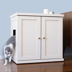 【並行輸入品】 THE REFINED FELINE Cat Litter Box Enclosure Cabinet Modern White