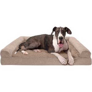【並行輸入品】 Furhaven XXL Memory Foam Dog Bed Plush & Suede Sofa-Style w/ Remova