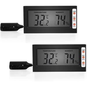 Simple Deluxe Digital Thermometer and Hygrometer with Humidity Probe for Egg Incubator/Reptile TankIndoor/Outdoor Data Display Easy to Read  2-Pack｜dep-good-choice