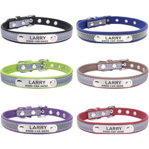 【並行輸入品】 Custom Personalized Reflective Cat Dog Collar with Name Plate Engra