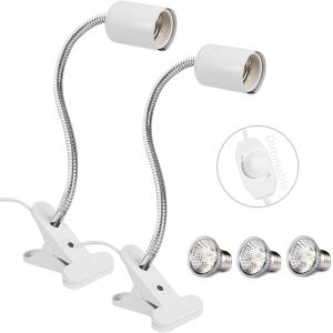【並行輸入品】 Dimmable 2-Pack White Adjustable Reptile Clamp Heat Lamp Fixture Ho