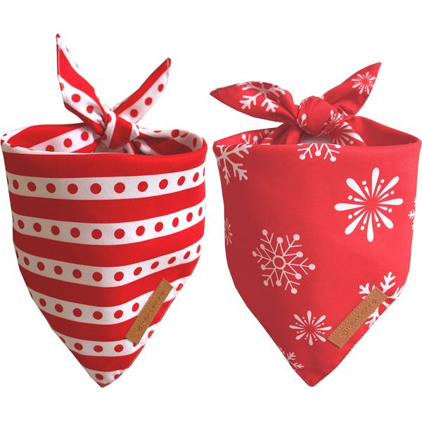 【並行輸入品】 Realeaf Christmas Dog Bandanas 2 Pack  Sno...