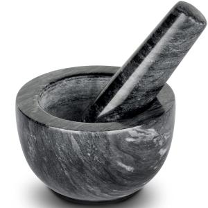 Tera Mortar and Pestle Set Natural Marble Grinder Spice Herb Grinder Pill Crusher Black 3.9in　並行輸入品｜dep-good-choice