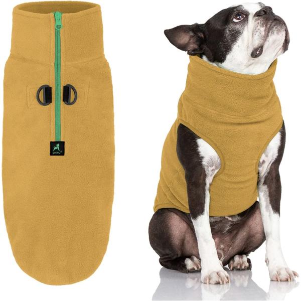 Gooby Half Zip Up Fleece Vest Dog Sweater - Sand M...