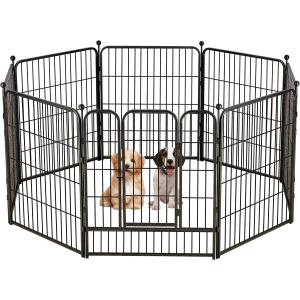【並行輸入品】 Avocahom 金属製犬用プレイペン 8パネル 犬用ペン 高さ32インチ エクササイズペン ドア付き 小型/中型犬用 屋外/屋内/R