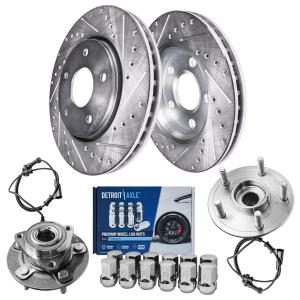 【並行輸入品】 Detroit Axle Front Brake Rotors Wheel Bearing Hubs Kit for 201