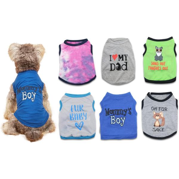 6 Packs Small Dog Puppy Shirts Mommy&apos;s Boy Dog Clo...