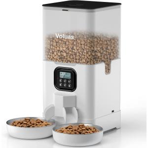 【並行輸入品】 Voluas Automatic Cat Feeders for Two Cats Double Pet Feeder with 2