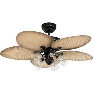 YITAHOME Tropical Ceiling Fans with Light and Remote  52 Inch Palm Leaf Fanlight with Clear Seeded G｜dep-good-choice