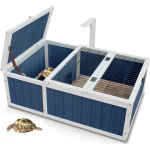 【並行輸入品】 べっ甲の生息地 木製 小動物 ハッチエンクロージャー 屋内/屋外(36*24*14(長さ*幅*高さ)、ブルー)　