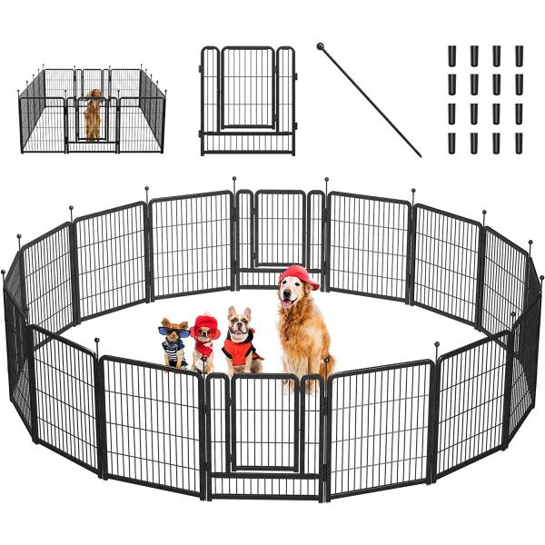 【並行輸入品】 Mr IRONSTONE 犬用プレイペン 防錆表面付き 折りたたみ式 高さ8/16パ...