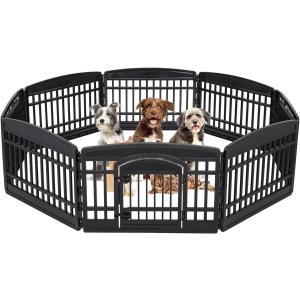 【並行輸入品】 IRIS USA 24inch Exercise 8-Panel Pet Playpen with Door Dog Playpen