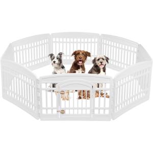 【並行輸入品】 IRIS USA 24inch Exercise 8-Panel Pet Playpen with Door Dog Playpen
