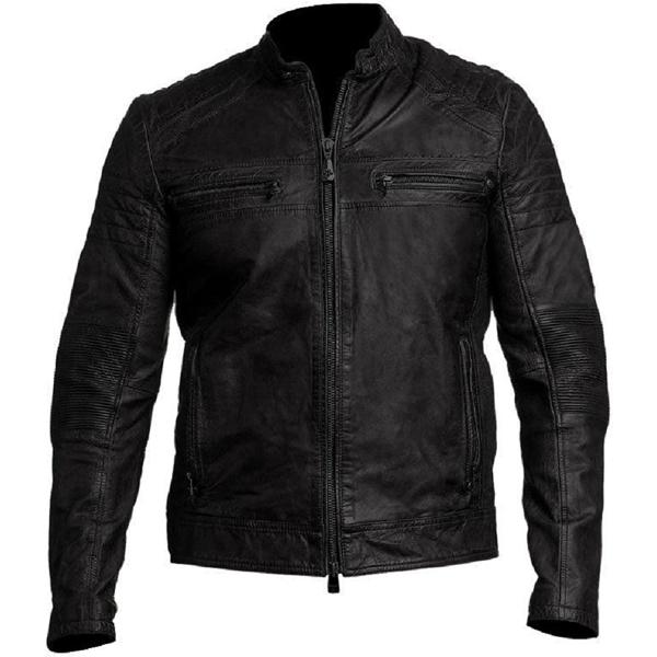 【並行輸入品】 Mens Black Motorcycle Cowhide Leather Armo...