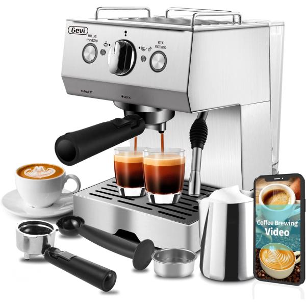 Espresso Machines 15 Bar with Adjustable Milk Frot...