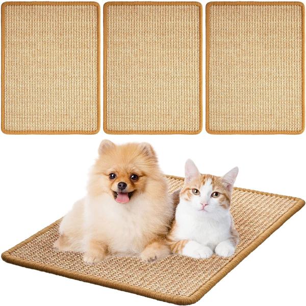 4 Pieces Cat Scratching Mat Sisal Cat Scratcher Ma...